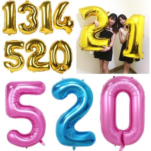 40inch Number ballons helium Gold Silver blue Foil Balloons inflatable festa Birthday balloon Party big wedding ballons figures