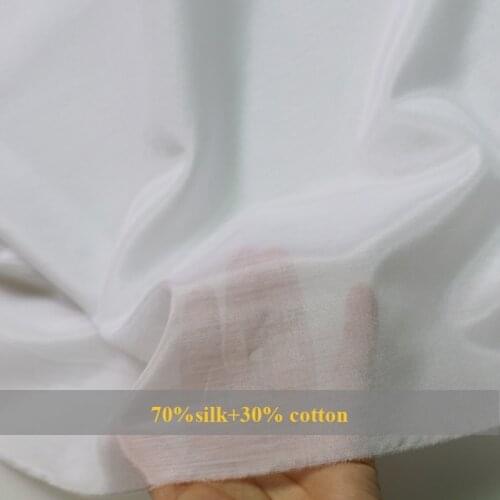 50cm*140cm Breathable Thin Pure White Dress Inner Lining Fabric Silk and Cotton Blend Material