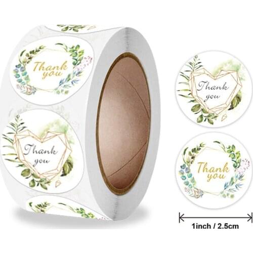 500pcs Greenery Frames Thank You Stickers Round Seal Labels for Small Business Owners, Wedding, Birthday Party Favors, Gift Box