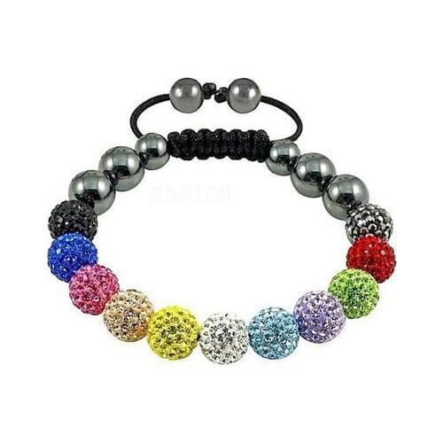 Free shipping! Hot good style osn Best Multicolor 10mm Micro Pave Disco Ball Bead Bracelet women crystal