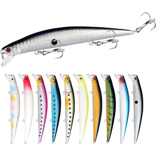 1pc hard minnow fishing lure 12cm/12.6g crankbaits 6 colors available wobblers 3 hooks plastic baits