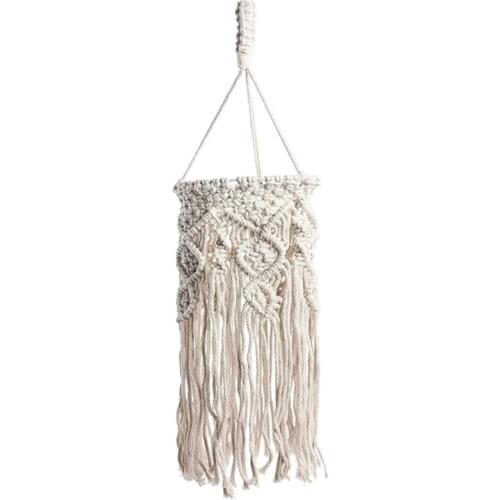 Boho Macrame Lantern Lamp Shade Hanging Cotton Rope Pendant Light Cover Nursery Home Decor Chandelier Decorative Lampshade