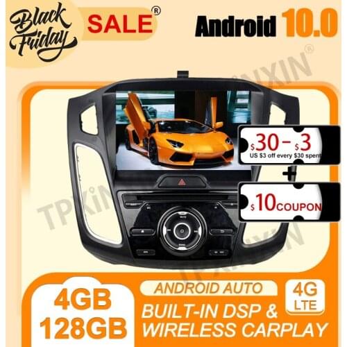Carplay 4G+128G PX6 DSP Android 10.0 For Ford Focus 2015-2018 IPS Multimedia Player Auto Radio Tape Recorder GPS Navi Head Unit