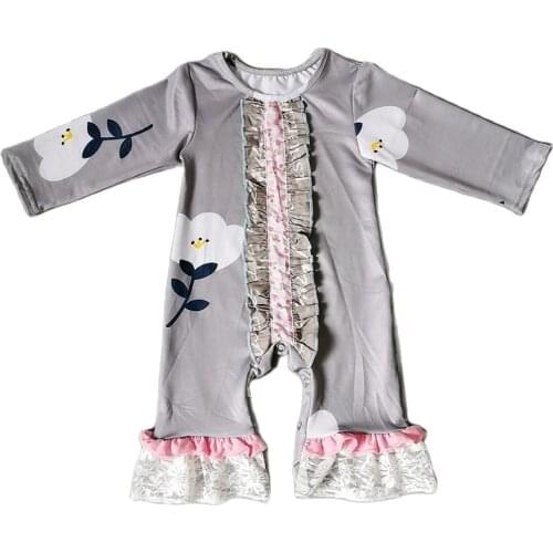 2020 spring small flowers patern Girls romper with buttons Hot Sale New style romper for present