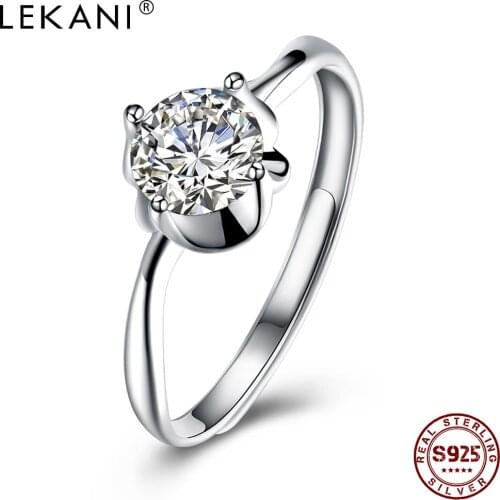 LEKANI 925 Sterling Silver Rings For Women Adjustable Creative Zircon Mosaic Ring Anniversary Simple Gift Jewelry Hot Sale