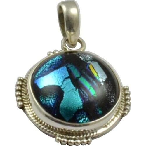 Lovegem Nature Dichroic Glass Pendant 925 Sterling Silver, 35.5 mm, MHBAP4925