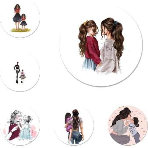 58mm Beautiful mother lovely daughter son Icons Pins Badge Decoration Brooches Metal Badges For Backpack Decoration