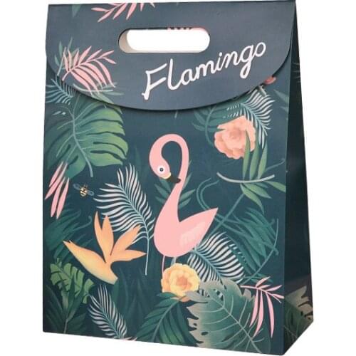 Lovely Cartoon Flamingo Sticky Bag Creative Paper Candy box Gift Bags Wedding Party Birthday Baby Shower Decoration Supplies