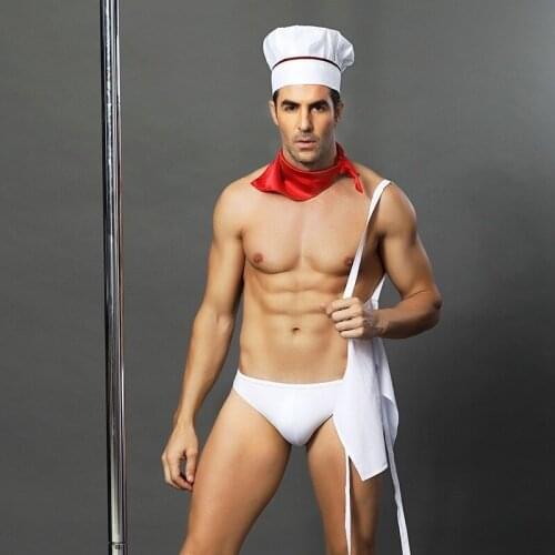 Male Chef Lingerie Uniform Men Chef Cosplays Costume Uniform Temptation Nightclub Bar Performance Macho Erotic Lingerie Costume
