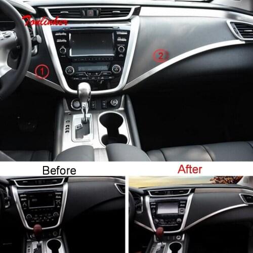 Tonlinker Interior Controls glove box Cover Stickers for Nissan Murano 2015-19 Ccar styling 2 PCS Stainless steel Cover stickers