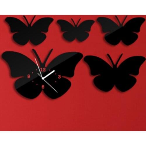 Wall Clocks Home Decoration Novelty Wall stickers Safe Design Room Quartz Watch big butterfly Promotion