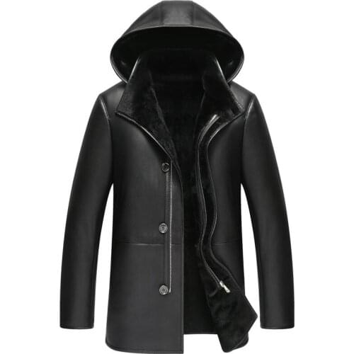 Genuine Leather Jacket Mens Winter Jacket Real Sheepskin Coat for Men Real Lamb Fur Warm Jackets Plus Size 6090-2 MY1923