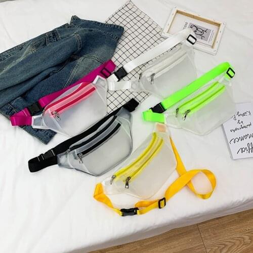 New Arrival Women Plastic Jelly Chest Bag Frosted PVC Transparent Bag Women Fashion Waist Bag Solid One Shoulder Bags