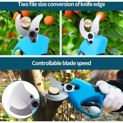 NEW 21V Li-ion Cordless pruning shears 40mm fast-cutting cordless Pruning shears with 2 batteries Garden Tools Grafting Shears