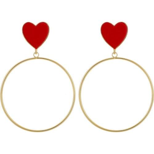 New Jewelry Womens Earrings Fashion Luxury Heart-Shaped Round Earrings Gold Color Birthday Jewelry