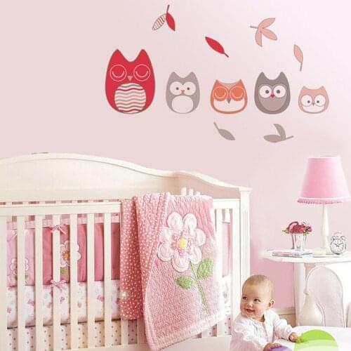 New Cartoon Owls Family Birds Wall Stickers for Kids Room Baby Nursery Room Home Decoration Waterproof PVC Art Decals Murals