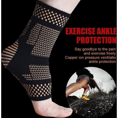 Wholesale Ankle Support Pressure Breathable Nylon Copper Fiber Knitted Sports Protective Ankle Protector N66