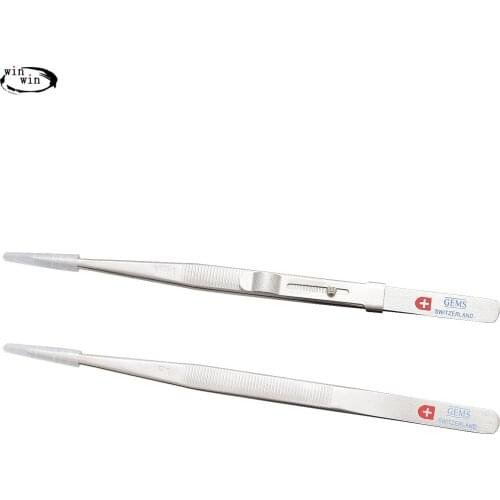 Excellent Quality 16cm Stainless Steel tweezers Bending head Straight Head Metal Forceps Repairing Tools Dental Tool