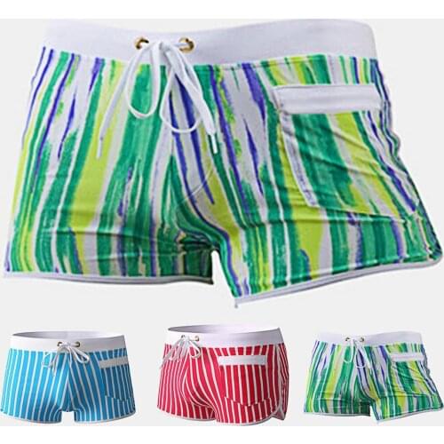 Lining Stripes Elastic Waist Drawstring Swim Shorts Swim Trucks Swimwear for Surfing Swim Shorts Swimming Trunks 2021 New Pants