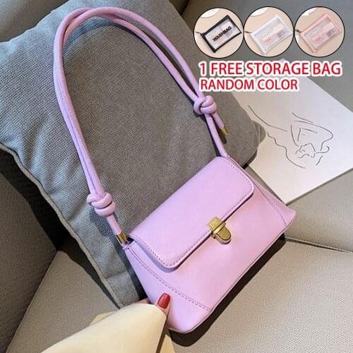 Armpit bag female bag 2021 new PU leather retro shoulder bag baguette handbag