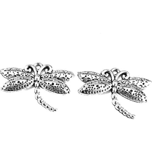 30pcs Dragonfly charms pendant 17x25mm antique silver ornament accessories jewelry making DIY base material