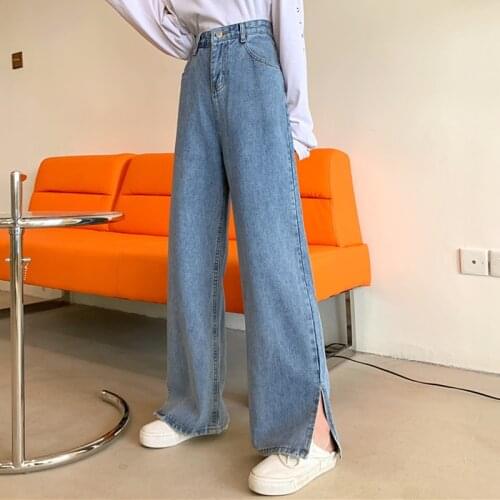 High Waist Casual Jeans Women Denim Pants 2021 Spirng Autumn Female Loose Wide Leg Pant Full Length Jeans Trouses Plus Size 4XL