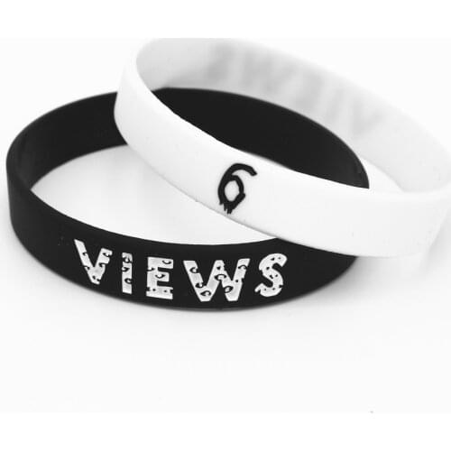 1PC Hot Sale 6 Views Rubber silicone Wristband Black White Rap Music Bands Silicone Bracelets &Bangles Wristband Gifts SH176