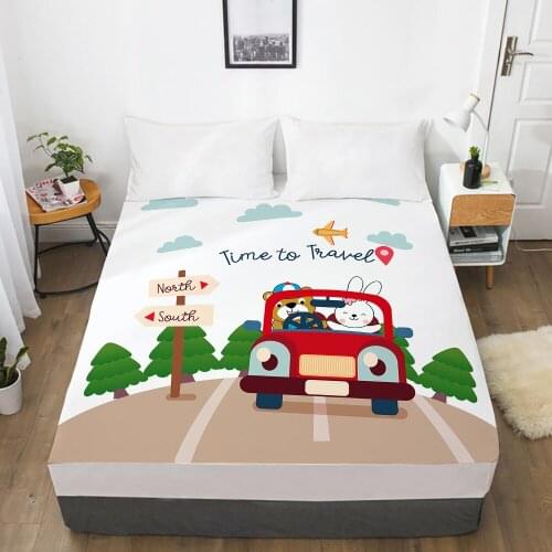Car Cartoon Kids Elastic fitted sheet bed sheet With An Elastic Band 150x200 Mattress Cover Bed cover for children baby red