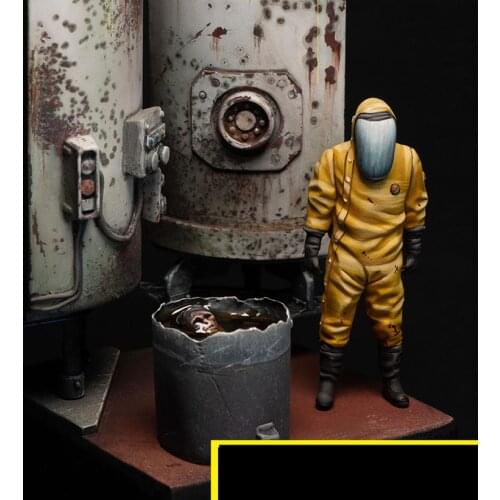 Self-assembled New Unassembled 1/35 ancient man stand trash can Resin Figure Unpainted Model Kit