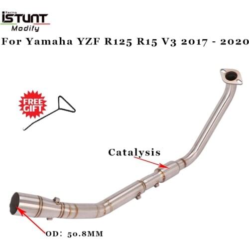 Slip On For Yamaha YZF R125 R15 V3 2017 2018 2019 2020 Motorcycle Exhaust Escape Modified Stainless Steel Front Middle Link Pipe