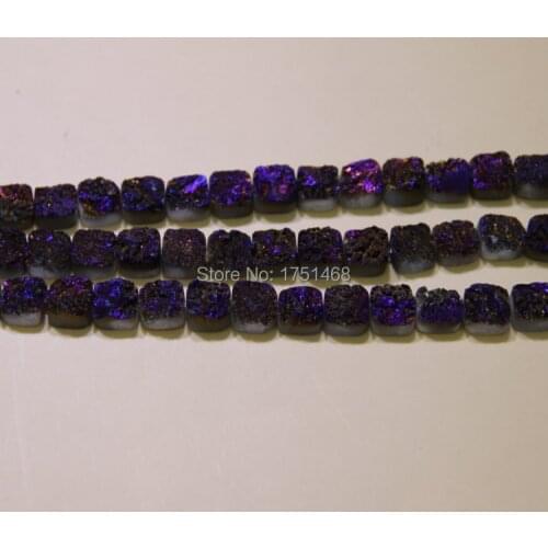 Statement for Women Purple Rose Titanium Druzy Stone Coin Beads Pendants Drusy Necklace Quartz Flat Round Beads Jewelry Making