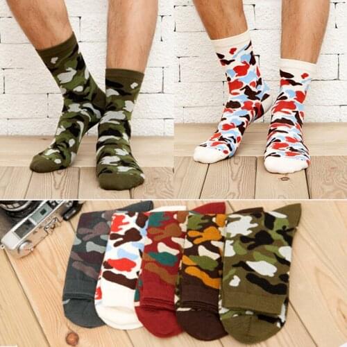 1/2/3/5pair Mens Cotton Socks Hip Hop Breathable High-quality Camouflage Winter Warm Business Crew Socks Male Funny Socks Meias