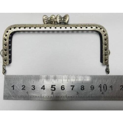 10.5cm vintage bronze color tie kiss buckle design women coin bag metal purse frame clasp 10pcs/lot handbag hardware