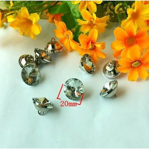 20mm 20PCS/LOT Satellite Crystal Glass Buttons Transparent white Color, Glass Buttons, Decoration Sofa Buttons
