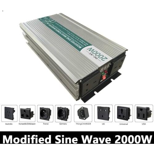 2000W Modified Sine Wave Inverter,DC 12V/24V/48V To AC 110V/220V,off Grid Power Inverter Work With Solar Wind Battery Panel