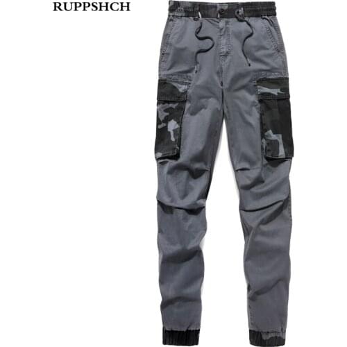 2021 New Men Sports Cargo Pants Men Cotton Casual Camouflage Pocket High Quality Plus Size Cargo Pants Men Ankle-Length Pants