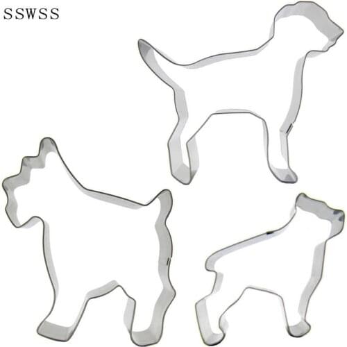 Three Pet Dogs,Pug,Dalmatian,Bulldog,Cookie Cutter Baking Molds,Cake Decorating Fondant Tools