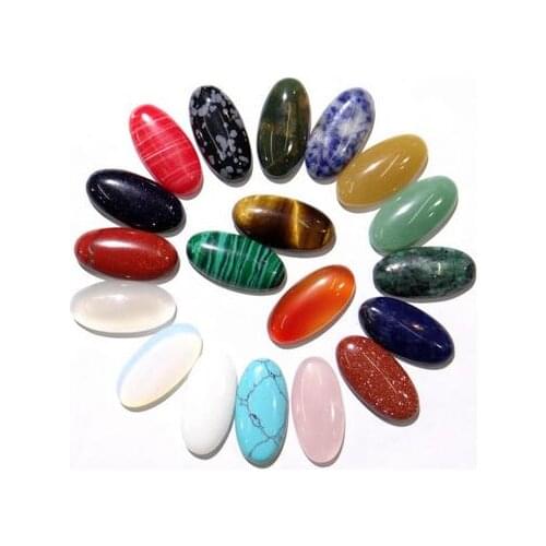 30*15mm Natural stone Turquoises Quartz crystal lapis aventurine Cabochon Pendant for diy Jewelry making necklace Accessories