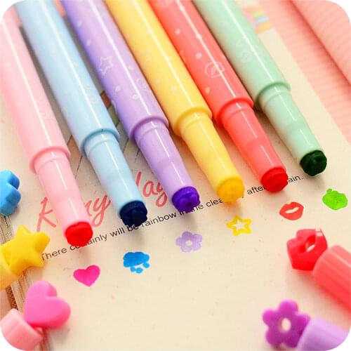 36 pcs/Lot Cute stamp Highlighter Marker pen for reading DIY scrapbooking Stationery material escolar School supplies F6285