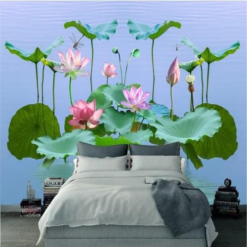 3d Stereoscopic Wallpaper Lotus Lake Water Wall Papers Home Decor Environment Friendly Thicken Mural Wallpaper Bedroom Kitchen