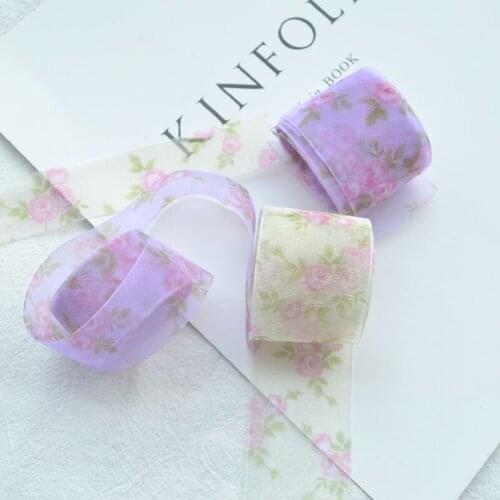 5m Printed Gauze Ribbon Ribbon Ribbon Decorative Ribbon Handmade Hair Accessories Headwear DIY Jewelry Accessories Bow Material