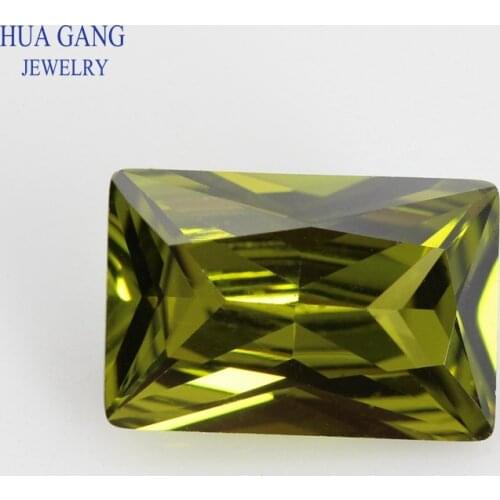 5A Peridot Rectangle Shape Cut CZ Stone Synthetic Gems Cubic Zirconia For Jewelry Size 2x4~15x20mm Free Shipping