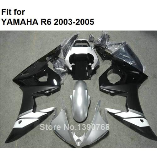 7 Free Gifts Motorcycle Fairing Kit For YAMAHA YZF R6 2003 2004 2005 Silver Black Fairings Set R6 03 04 05 HZ78