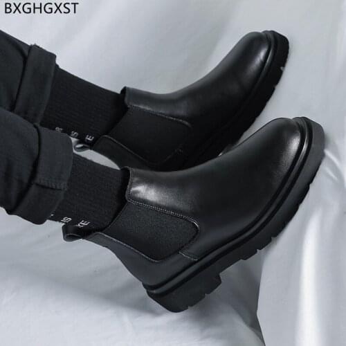 Black Chelsea Boots for Men Male Leather Casual Shoes Men Ankle Boots for Man 2021 Designer Shoes Man Winter Boots Men Chaussure