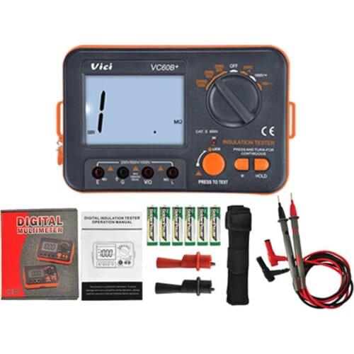 VC60B+ Digital Insulation Resistance Tester VICI Megger MegOhm Meter 250V 500V 1000V High Voltage And Short Circuit Input Alarm