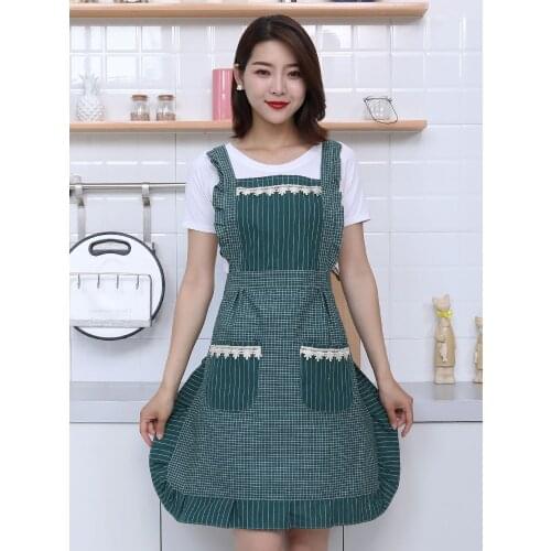 Pure Cotton Household Kitchen Apron Waterproof Double-layer Cooking Clothes Oil-proof Cute Princess Waist Skirt-style Overalls