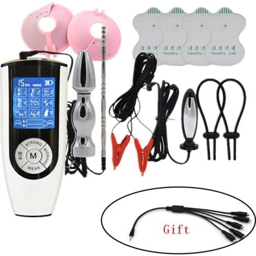 Electro Shock Kit, Electro E-Stim Penis Rings Sex Anal Plug Catheter Nipple Clamps Body Stimulation Medical Themed Adult Sex Toy