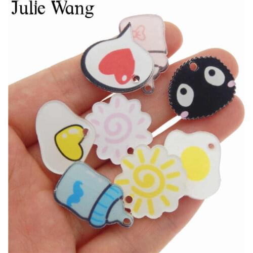Julie Wang 9PCS Mixed Resin Baby Bottle Sun Egg Charms Slime Pendants Bracelet Jewelry Making Accessory Table Decor Ornament