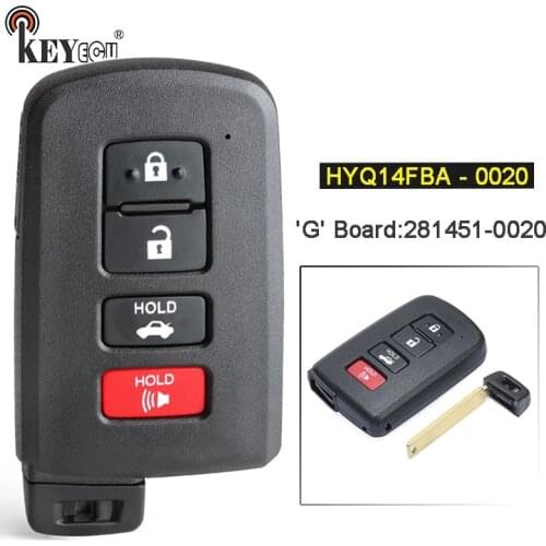KEYECU HYQ14FBA - 0020 P/N: 89904-06140 4 Button Smart Card Remote Key Fob for Toyota Camry Corolla Rav4 Avalon 2011-2020