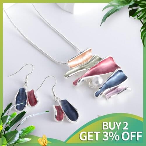 MeiceM Classic Enamel Geometry Necklace Set Womens Collar Chokers for Girls Dress Trendy Zinc Alloy Chain Necklaces Set